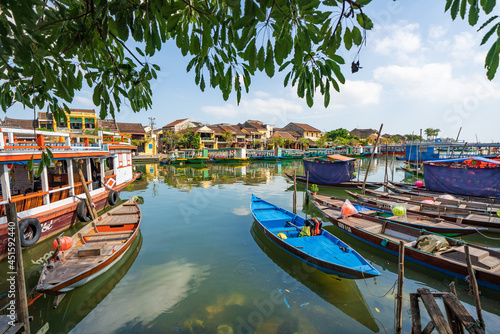 Canal view at Hoi An old town in Vietnam.