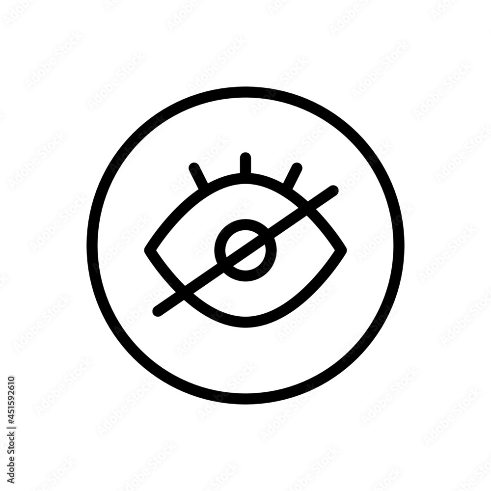 Fototapeta premium Hidden eye vector line icon . Editable Stroke