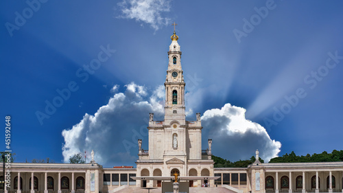 Fatima, Portugal - April 2018: Sanctuary of Fatima, Portugal. One of the most important Marian Shrines and pilgrimage location in the world for Catholics photo