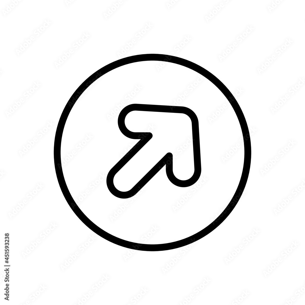 Up right arrow diagonal vector line icon . Editable Stroke Up right arrow diagonal vector line icon . Editable Stroke