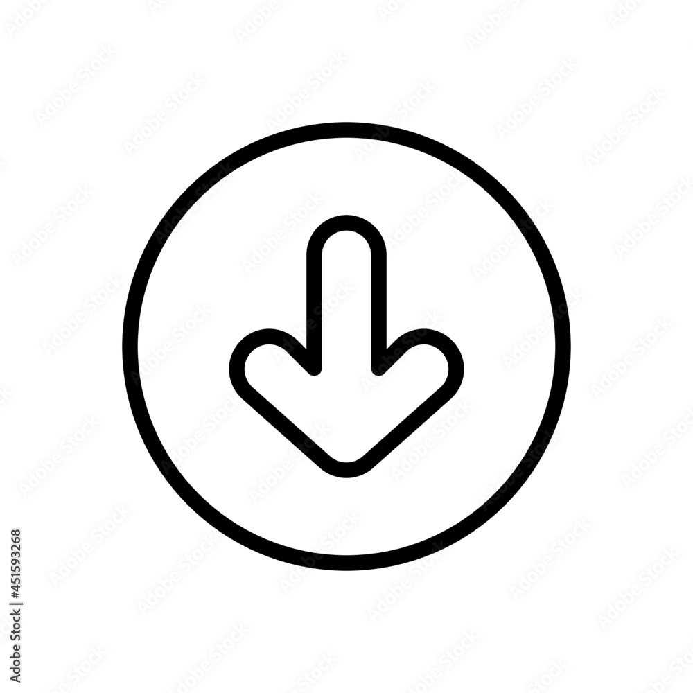 Down arrow vector line icon . Editable Stroke Down arrow vector line icon . Editable Stroke