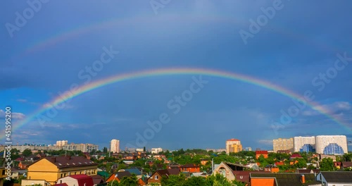 double rainbow over the city