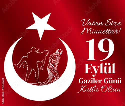 September 19 Happy  Veterans Day.  turkish: 19 eylul gaziler gunu kutlu olsun photo
