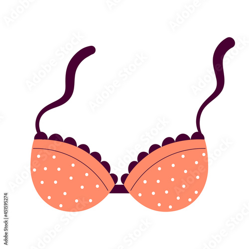 Womens Sexy Fashion Polka Dot Underwear. Fashionable clothes, panties and bra. Vector illustration in flat style