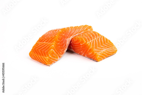 Two slices of fresh trout