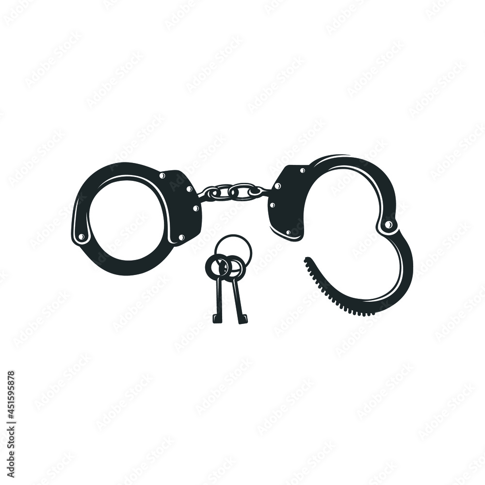 Handcuffs Sign Isolated On White Background. Handcuffs Sign Isolated On White Background.