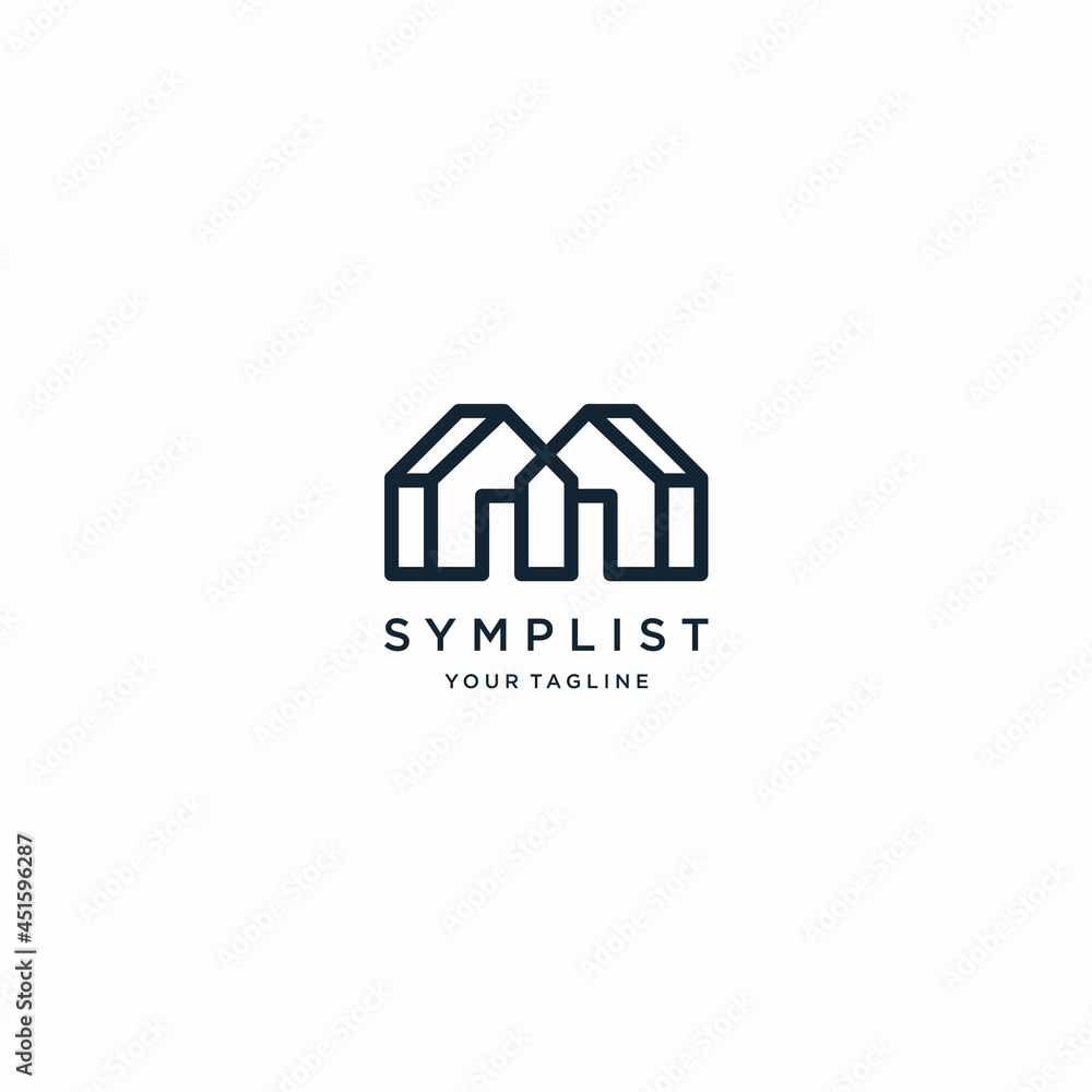 simple line art icon home logo design template simple line art icon home logo design template