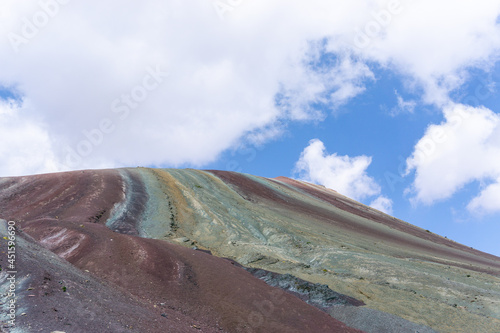 Rainbow Mountain, is a mountain in the Andes of Peru with an altitude of 5,200 metres  above sea level. It is located on the road to the Ausangate mountain. photo