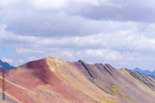 Rainbow Mountain, is a mountain in the Andes of Peru with an altitude of 5,200 metres  above sea level. It is located on the road to the Ausangate mountain. © sayrhkdsu