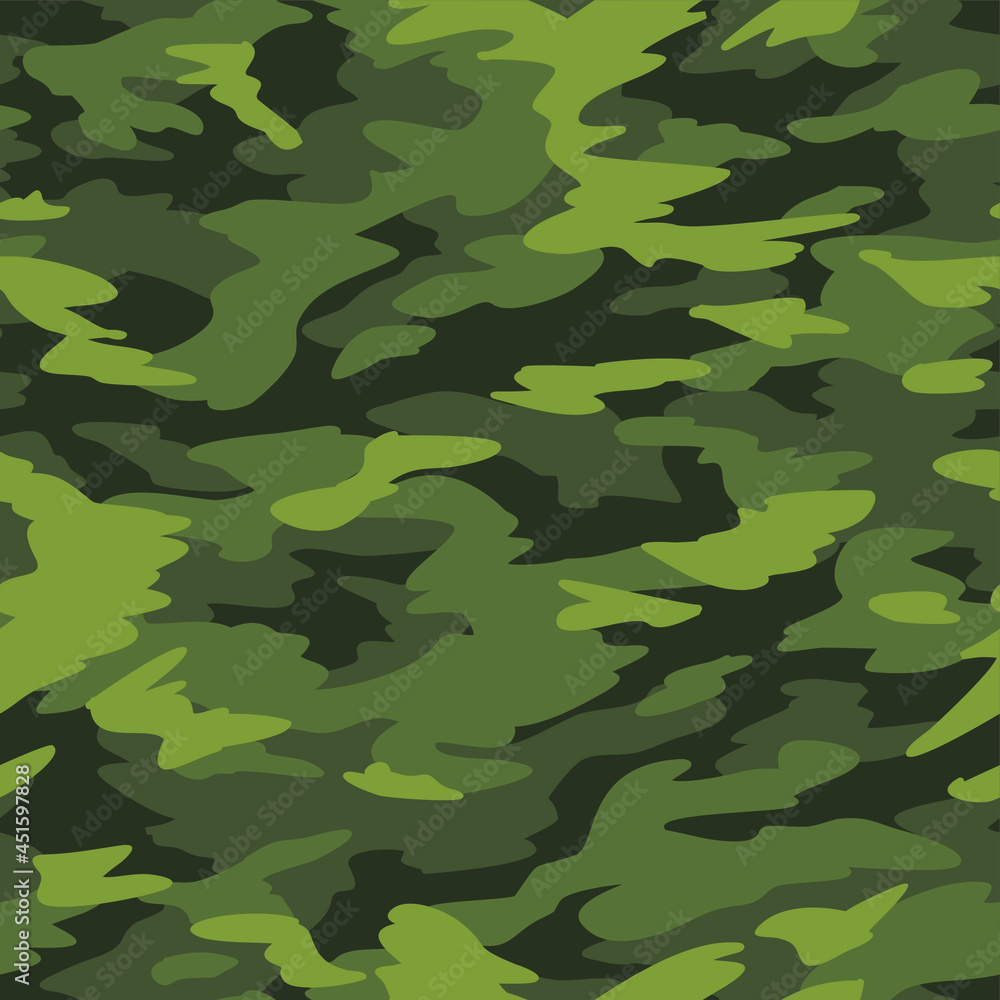 Fototapeta premium Texture camouflage hand drawn seamless pattern. Abstract modern camo military background. Fabric textile and vinyl wrap endless print template. Vector illustration.