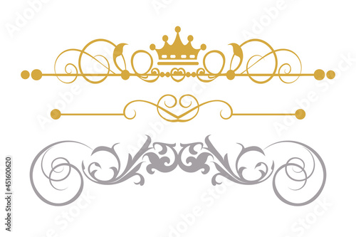 Royal style design elements, colors: gold and silver, ornament, antiques, vintage