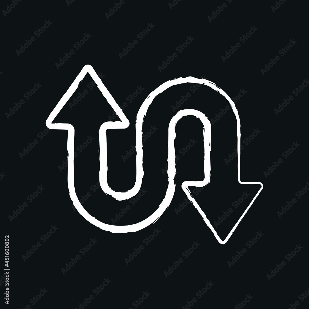 Turn sign chalk icon. Arrows. Vector isolated black illustration. Turn sign chalk icon. Arrows. Vector isolated black illustration.