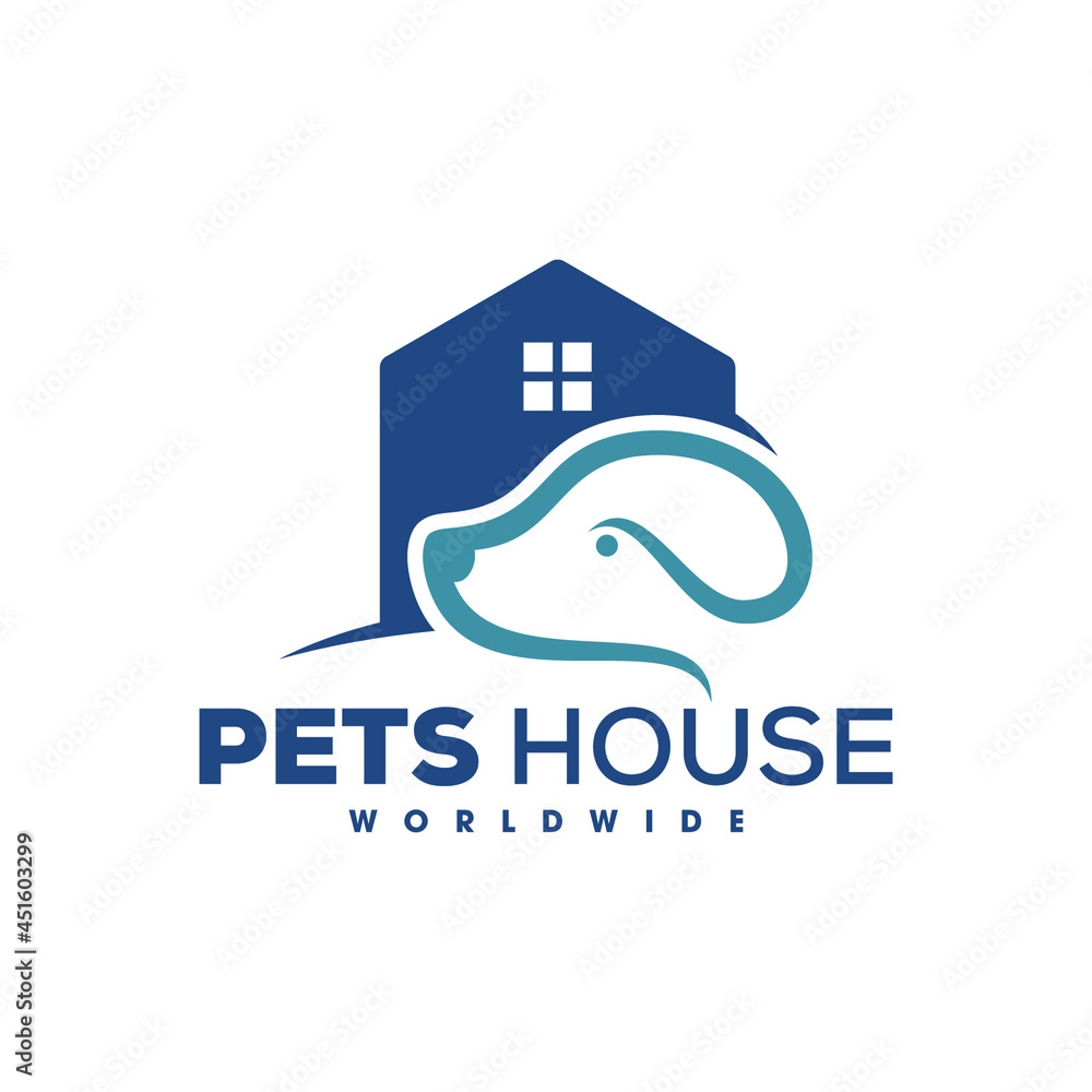 Fototapeta premium Love Dog Care Monoline Logo, Pets house logo template