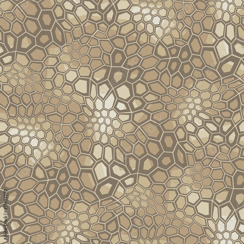 Camouflage geometric seamless pattern texture. Abstract military camo hexagonal scales endless print for army and hunting. Vector background.