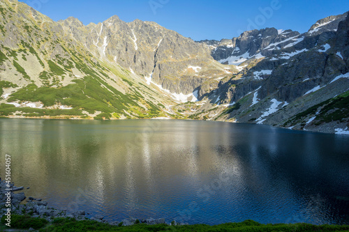 Fototapeta Naklejka Na Ścianę i Meble -  Black Pond Gasienicowy beautiful clean lake in the Polish Tatra Mountains.