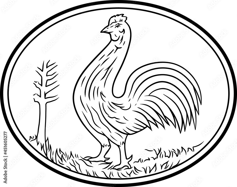Obraz premium Rooster hand-drawn black and white vector logo