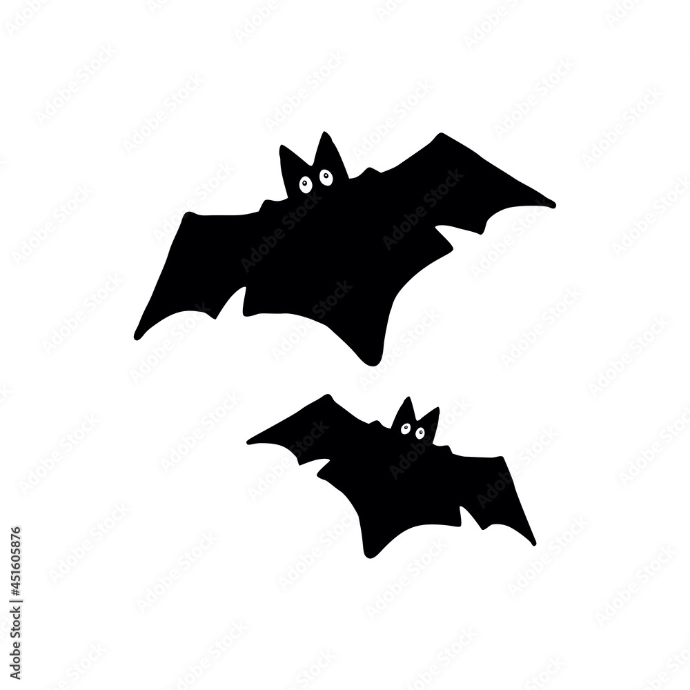 Fototapeta premium Hand drawn bats on white background. Design element for holiday decor.