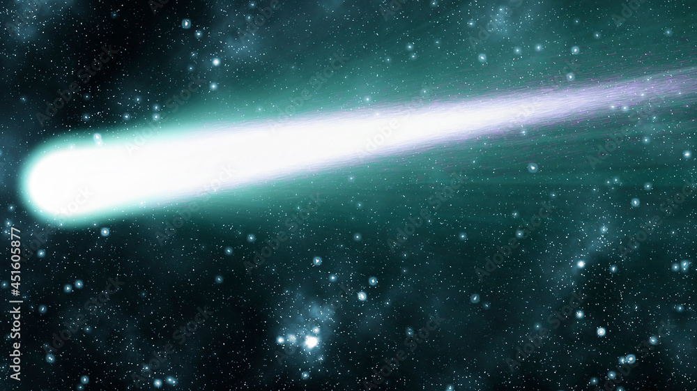Deep space illustration with abstract comet in motion