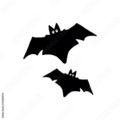 Hand drawn bats on white background. Design element for holiday decor.