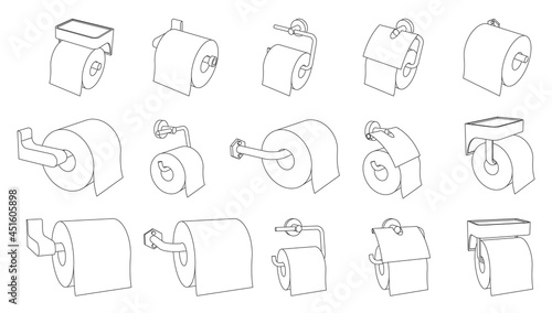 Vector set of toilet paper roll holder empty and full