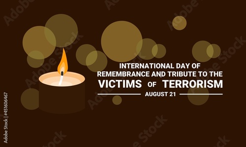 Vector illustration of a candle flame on a bokeh background, as a banner, International Day of Remembrance and Tribute to the Victims of Terrorism.