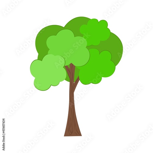 Isolated one tree on a white background. Vector flat illustration. Can be used to illustrate any nature or healthy lifestyle topic. 