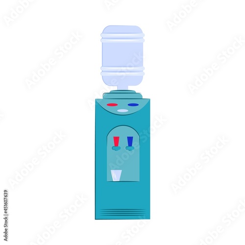 cooler with water isolated on white background. Vector flat illustration. Drinking water, healthy lifestyle, purified water, gallon, dispenser. 