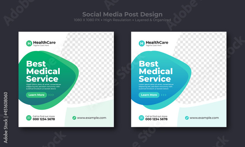 Medical healthcare social media post design template