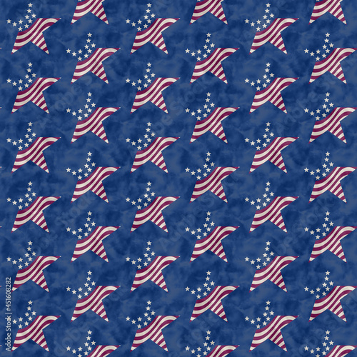 Illustration red, white and blue USA flag stars pattern background that is seamless