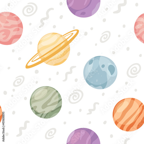 Pattern of Solar system with planets and elements