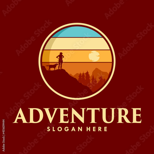 Adventure girl mountain logo design
