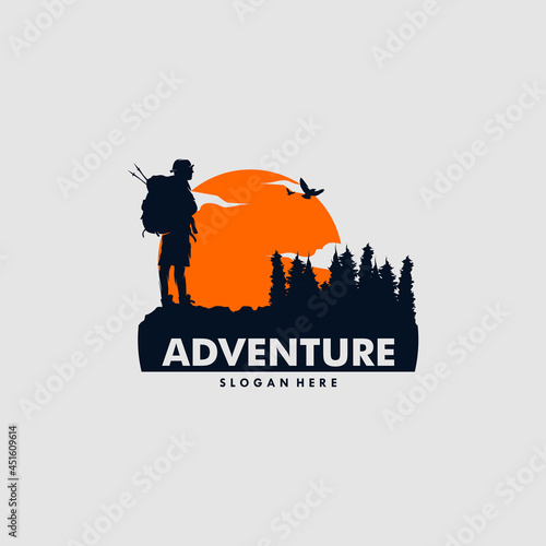 Adventure man mountain logo design