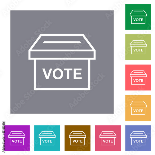 Ballot box outline square flat icons