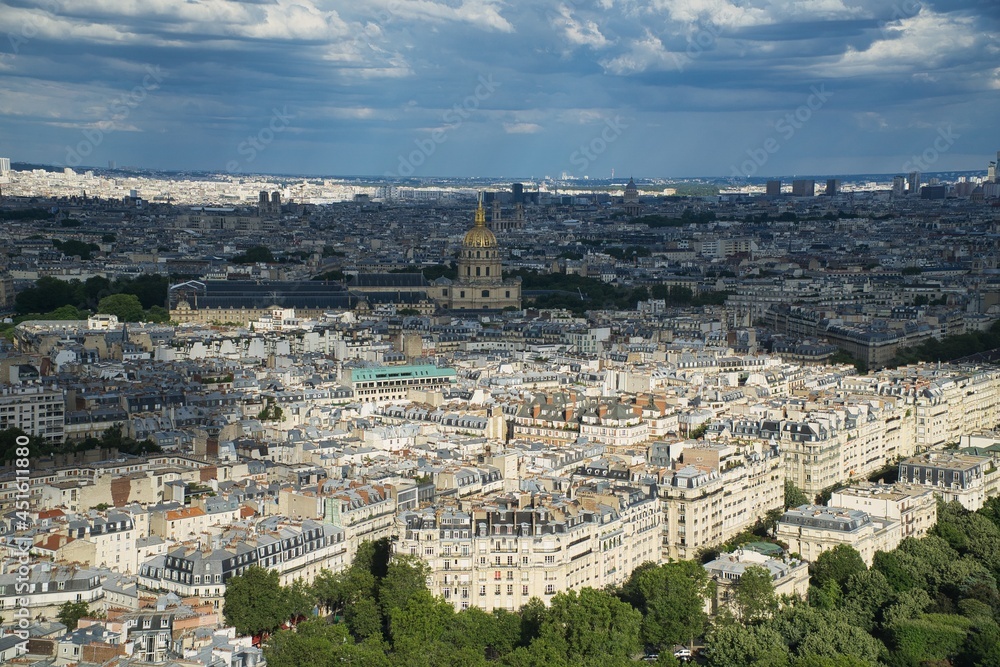 Aerial view of Paris skyline