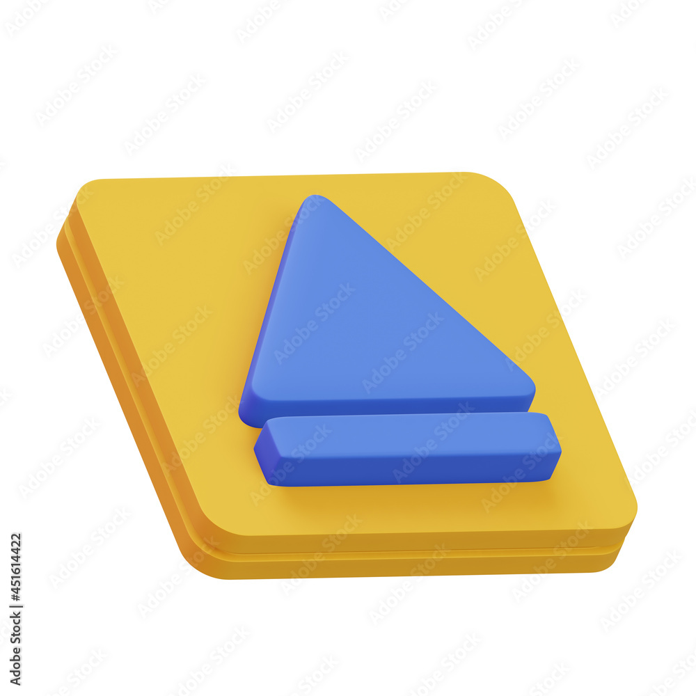 Eject icon symbol isolated on white background. 3D rendering. Video or music player app element. Eject icon symbol isolated on white background. 3D rendering. Video or music player app element.