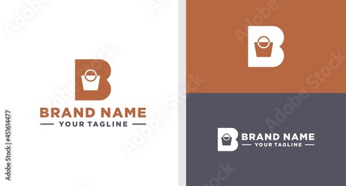 LETTER B LOGO BASKET NEGATIVE SPACE EDITABLE