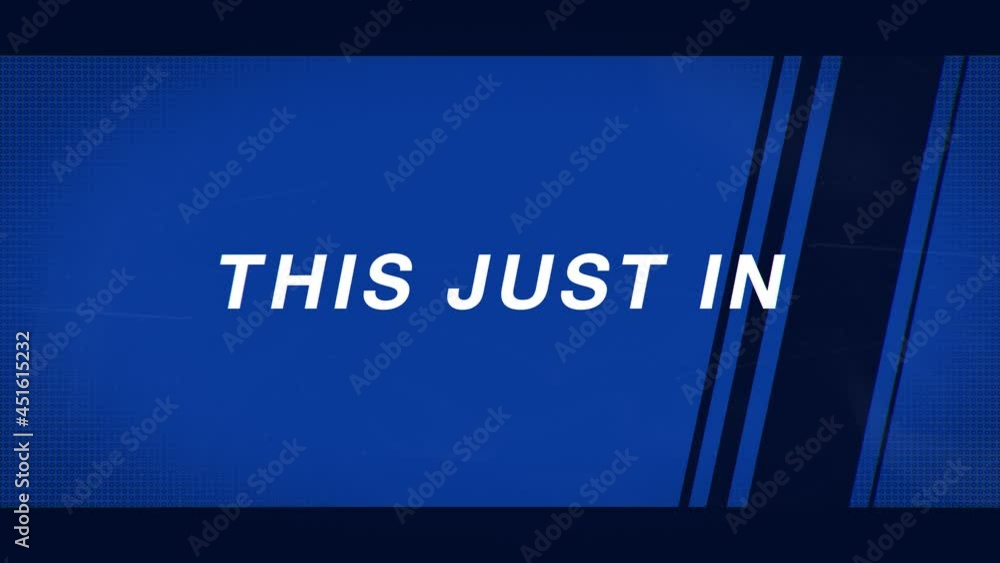 This just in graphic in blue. Animated text and graphics.