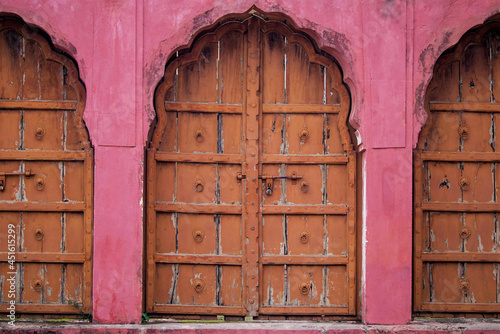 This is very beautiful interior architecture with gate and door in Jaigarh Fort under Archaeological Survey of India located at Jaipur city Rajasthan India