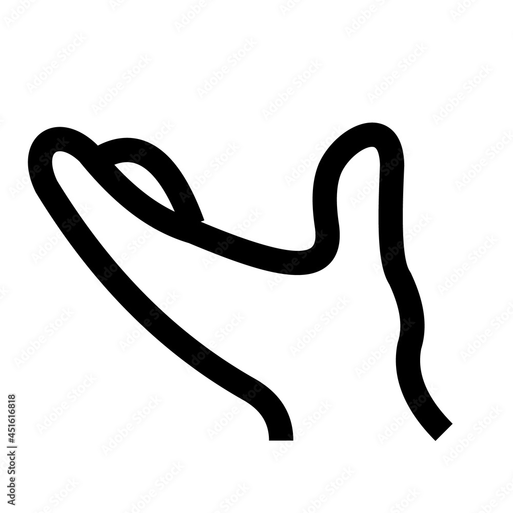 Vector illustration of upturned hand icon, line drawing style, black and white color. Vector illustration of upturned hand icon, line drawing style, black and white color.