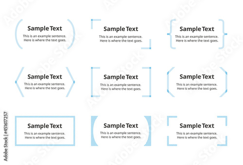 シンプルなフレーム、枠、括弧、テキストスペース、見出しのイラストセット（塗り、ブルーバージョン） © tuu_stock