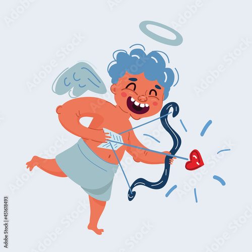 Vector illustration of Love cupid holding heart-shaped arrow