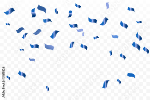 Many Falling Blue Tiny Confetti for  Celebration Event and Party Background. Vector