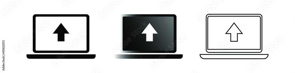 Laptop with pointer or cursor icon. Modern vector pictogram illustration isolated on white background. Laptop with pointer or cursor icon. Modern vector pictogram illustration isolated on white background.