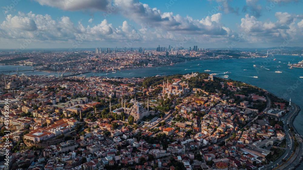 Aerial view of Istanbul, Blue Mosque