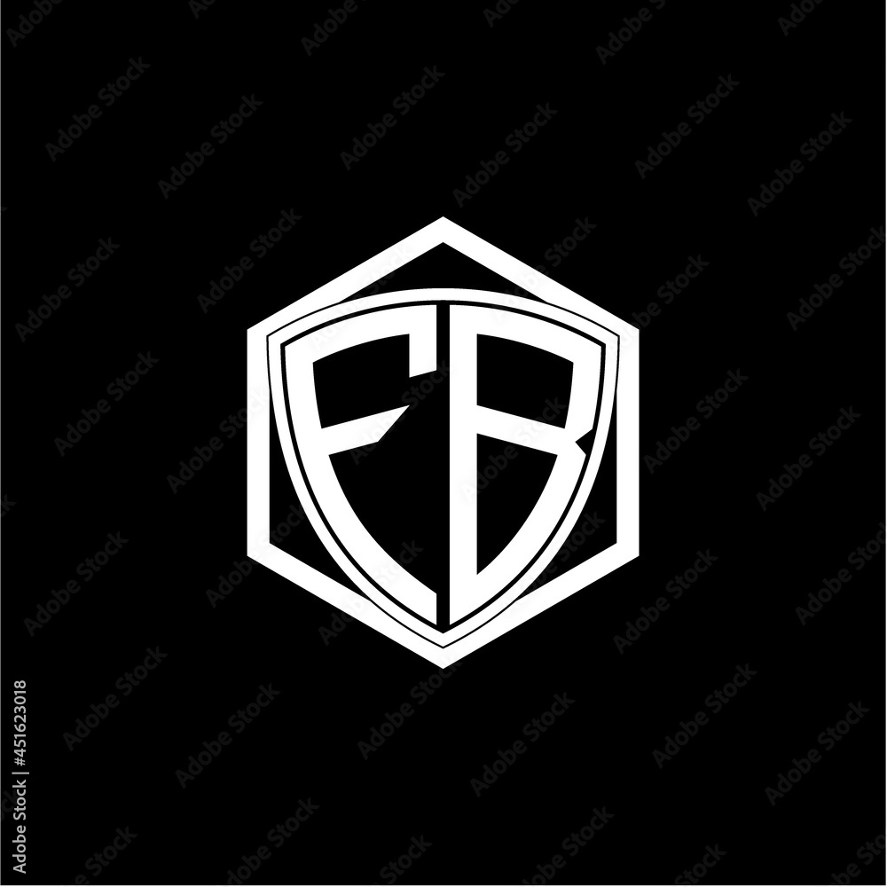 initial letter F B shield with hexagon frame initial letter F B shield with hexagon frame