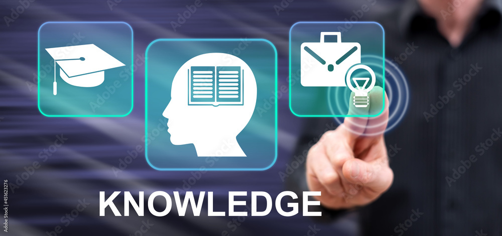 Man touching a knowledge concept Man touching a knowledge concept