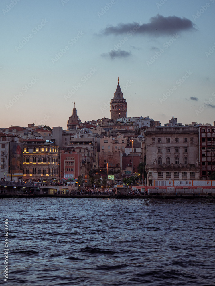View of old city over the Golden Horn with Galat Towe on top Istanbul, Turkey