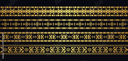 Luxury ornament style ethnic seamless borders set