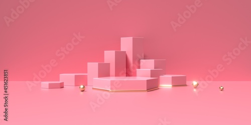 3D rendering of pink geometry background