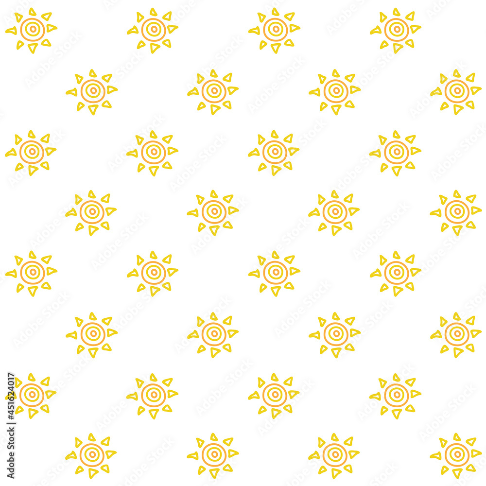 Sun Seamless Pattern - Amazing hand drawn seamless vector pattern of a yellow sun on white suitable for background, fabric pattern, design assets, wrapping paper, wallpaper and illustration in general Sun Seamless Pattern - Amazing hand drawn seamless vector pattern of a yellow sun on white suitable for background, fabric pattern, design assets, wrapping paper, wallpaper and illustration in general